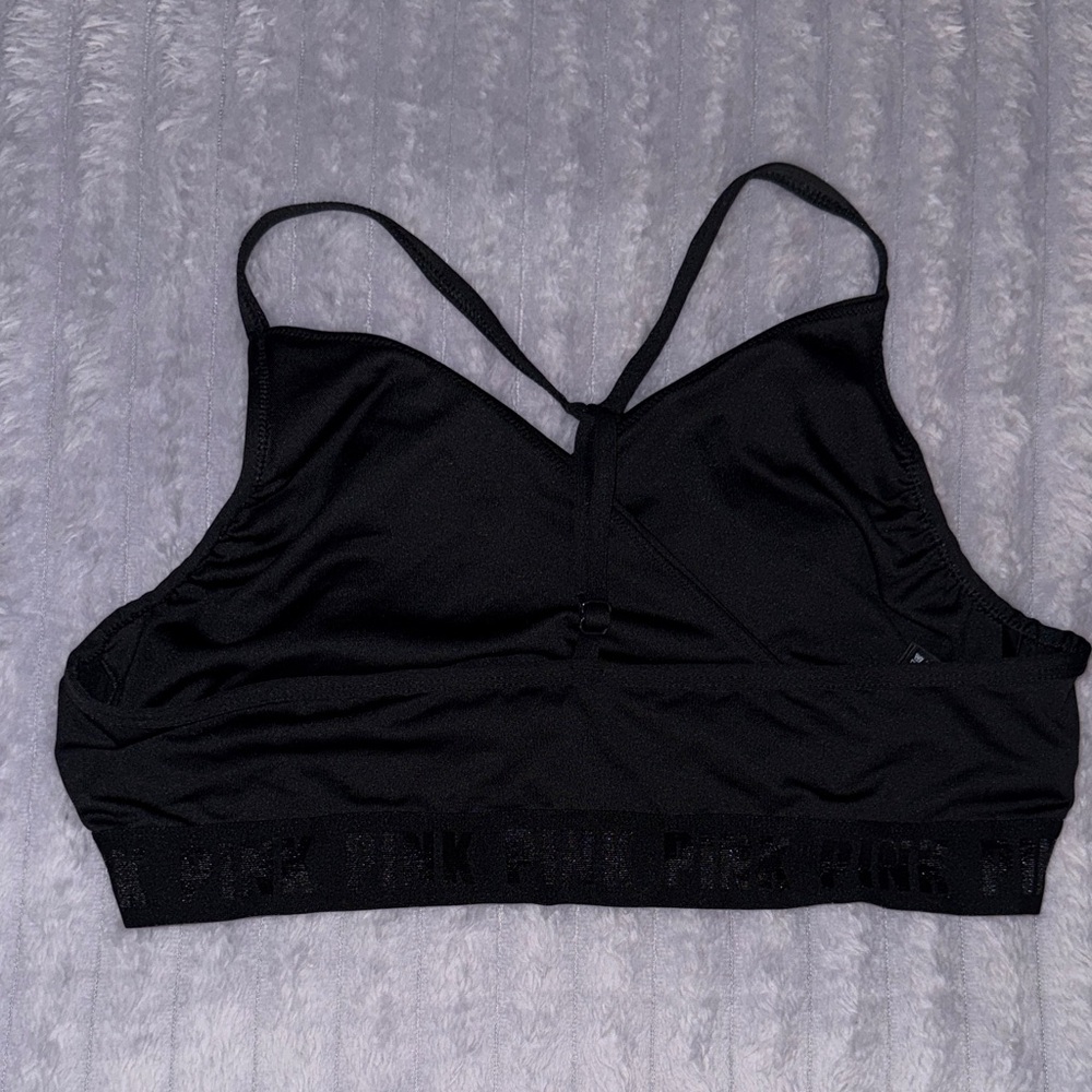 PINK Victoria's Secret Black Racerback Sports Bralette